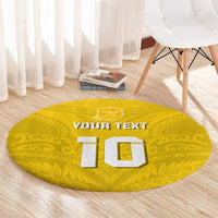 Custom Niue Rugby Round Carpet Hiapo Tribal Motifs Sporty Style - Polynesian Pride