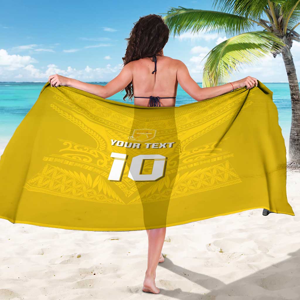 Custom Niue Rugby Sarong Hiapo Tribal Motifs Sporty Style - Polynesian Pride
