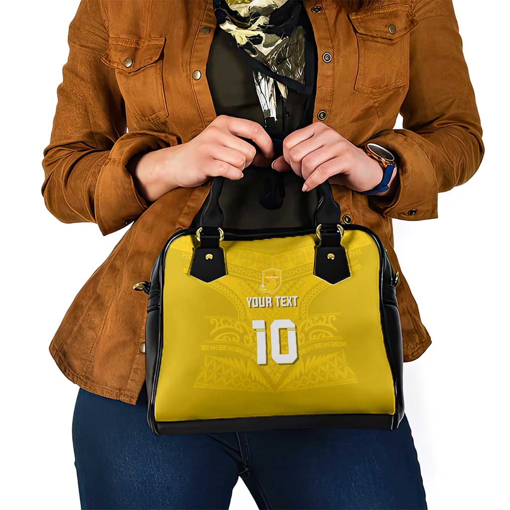 Custom Niue Rugby Shoulder Handbag Hiapo Tribal Motifs Sporty Style - Polynesian Pride