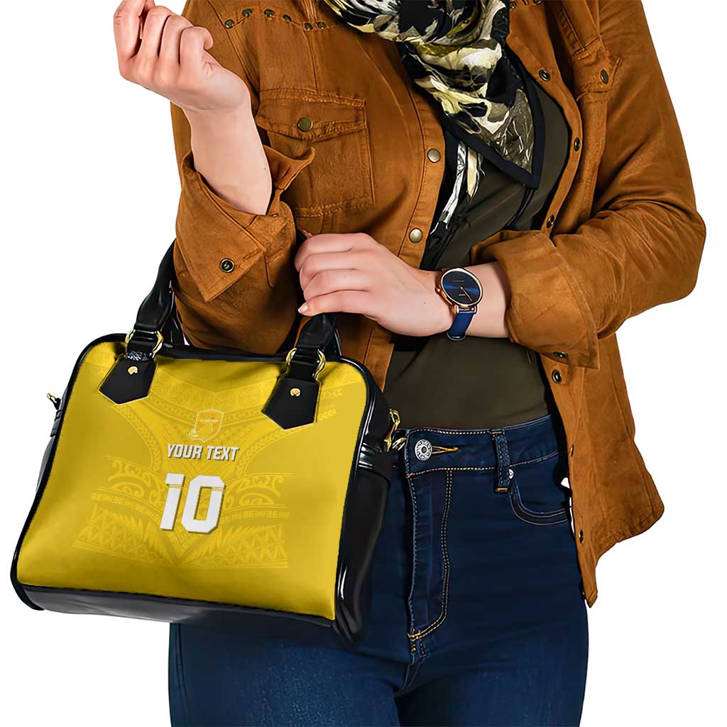 Custom Niue Rugby Shoulder Handbag Hiapo Tribal Motifs Sporty Style - Polynesian Pride