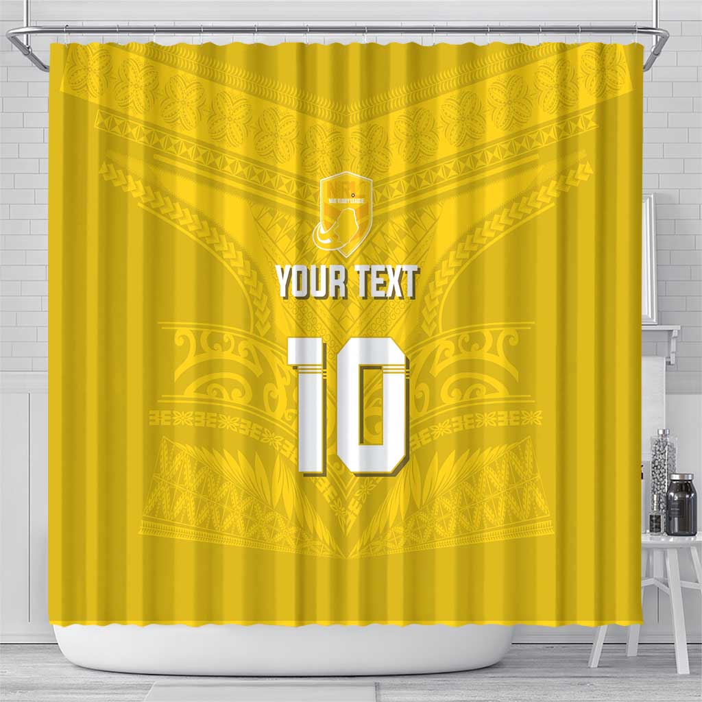 Custom Niue Rugby Shower Curtain Hiapo Tribal Motifs Sporty Style LT03 - Polynesian Pride