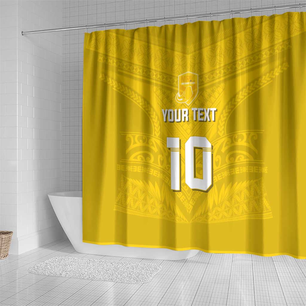 Custom Niue Rugby Shower Curtain Hiapo Tribal Motifs Sporty Style LT03 - Polynesian Pride