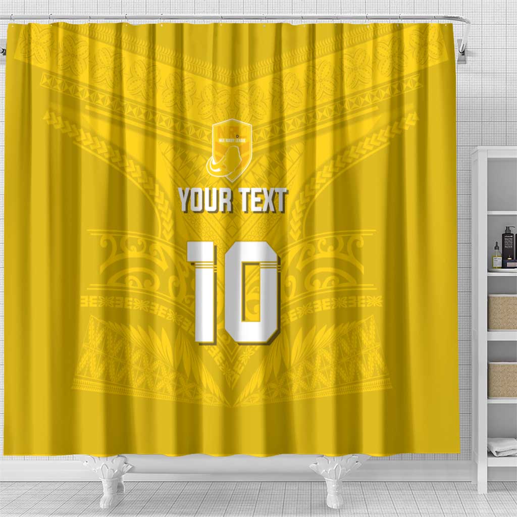 Custom Niue Rugby Shower Curtain Hiapo Tribal Motifs Sporty Style LT03 - Polynesian Pride