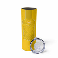 Custom Niue Rugby Skinny Tumbler Hiapo Tribal Motifs Sporty Style LT03 - Polynesian Pride
