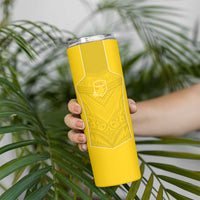 Custom Niue Rugby Skinny Tumbler Hiapo Tribal Motifs Sporty Style LT03 - Polynesian Pride