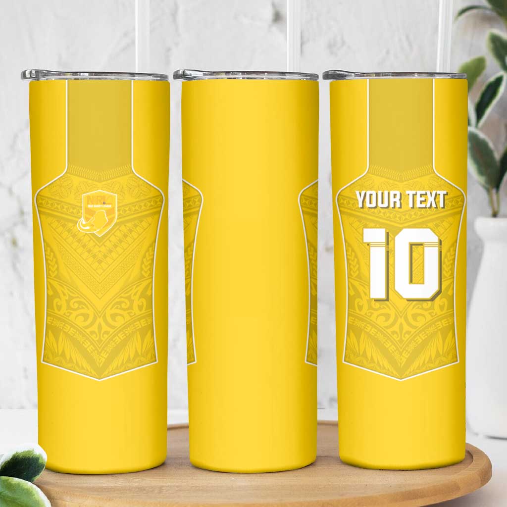 Custom Niue Rugby Skinny Tumbler Hiapo Tribal Motifs Sporty Style LT03 - Polynesian Pride