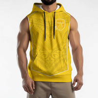Custom Niue Rugby Sleeveless Hoodie Hiapo Tribal Motifs Sporty Style LT03 - Polynesian Pride