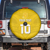 Custom Niue Rugby Spare Tire Cover Hiapo Tribal Motifs Sporty Style LT03 Yellow - Polynesian Pride