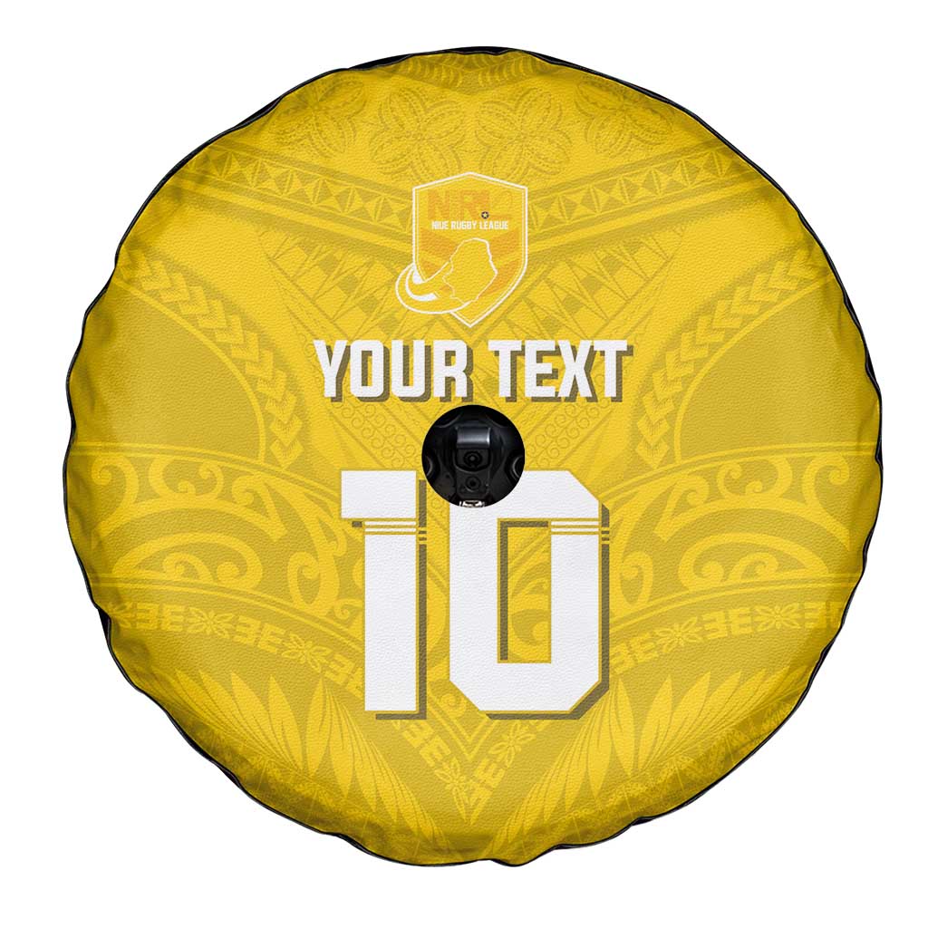 Custom Niue Rugby Spare Tire Cover Hiapo Tribal Motifs Sporty Style LT03 - Polynesian Pride