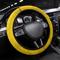 Niue Rugby Steering Wheel Cover Hiapo Tribal Motifs Sporty Style LT03 Universal Fit Yellow - Polynesian Pride