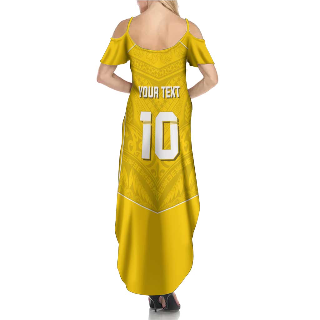Custom Niue Rugby Summer Maxi Dress Hiapo Tribal Motifs Sporty Style LT03 - Polynesian Pride