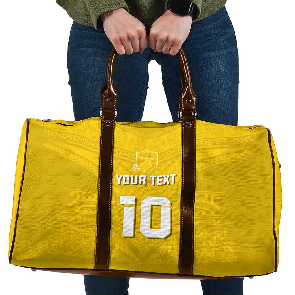 Custom Niue Rugby Travel Bag Hiapo Tribal Motifs Sporty Style LT03 Yellow - Polynesian Pride