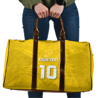 Custom Niue Rugby Travel Bag Hiapo Tribal Motifs Sporty Style LT03 Yellow - Polynesian Pride