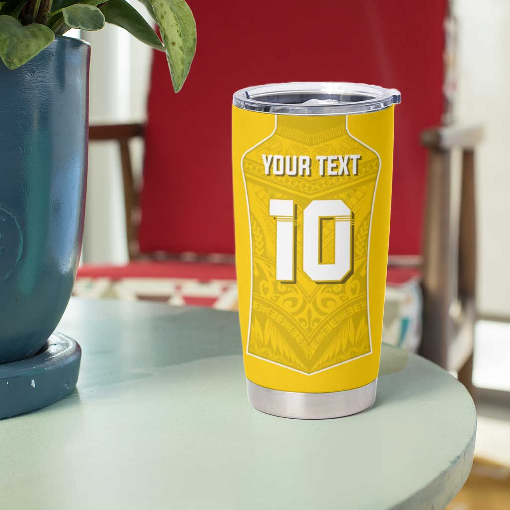 Custom Niue Rugby Tumbler Cup Hiapo Tribal Motifs Sporty Style LT03 - Polynesian Pride