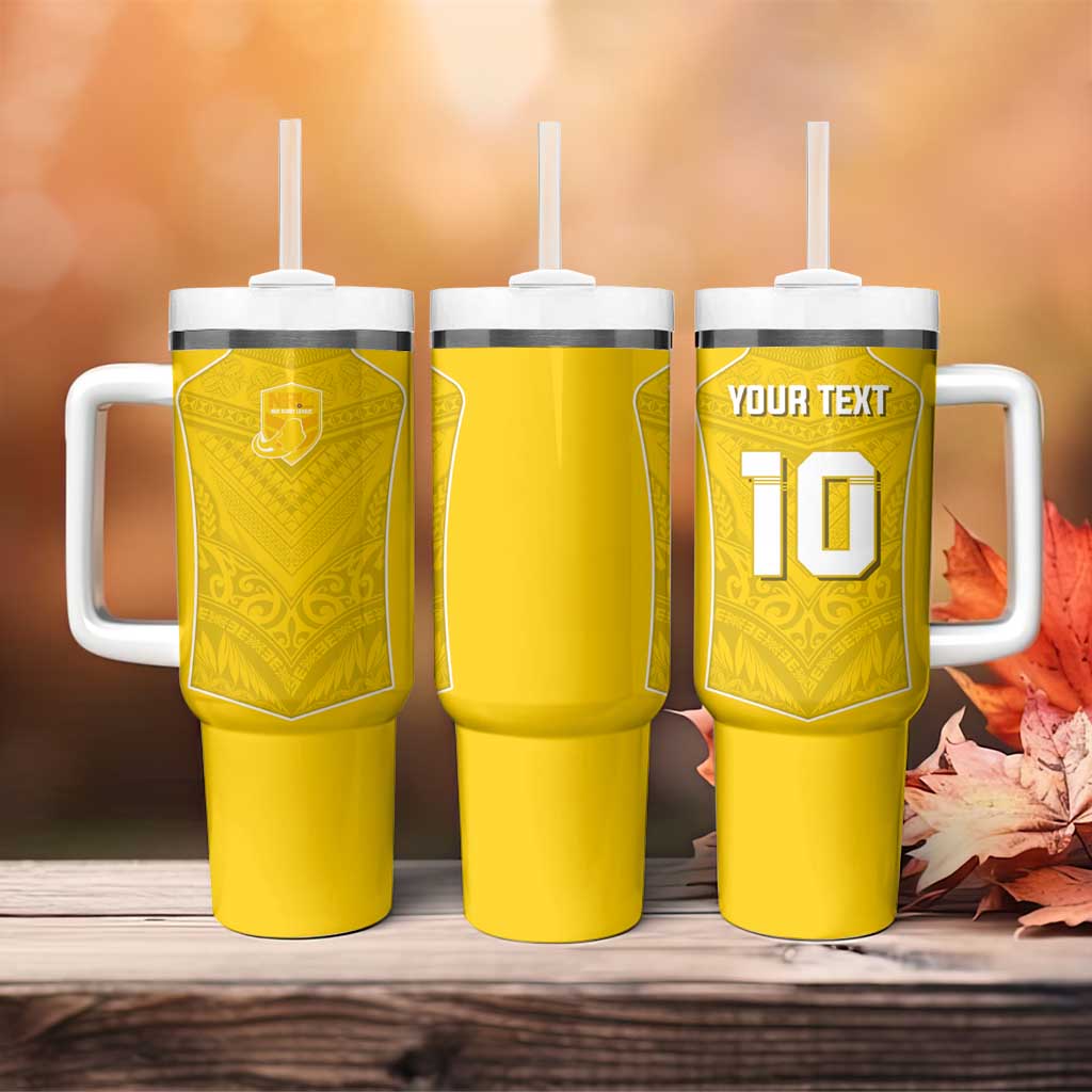 Custom Niue Rugby Tumbler With Handle Hiapo Tribal Motifs Sporty Style LT03 - Polynesian Pride