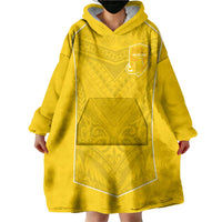Custom Niue Rugby Wearable Blanket Hoodie Hiapo Tribal Motifs Sporty Style LT03 - Polynesian Pride