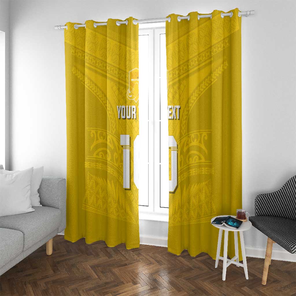 Custom Niue Rugby Window Curtain Hiapo Tribal Motifs Sporty Style - Polynesian Pride