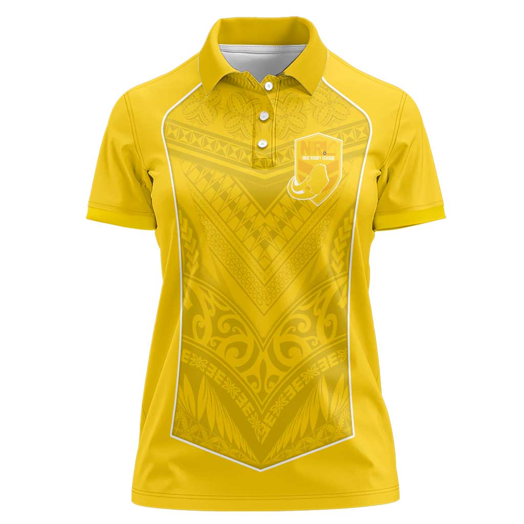 Custom Niue Rugby Women Polo Shirt Hiapo Tribal Motifs Sporty Style - Polynesian Pride