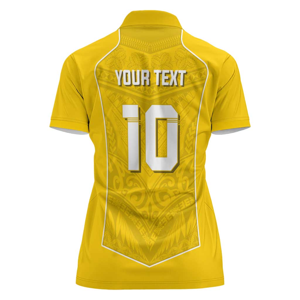 Custom Niue Rugby Women Polo Shirt Hiapo Tribal Motifs Sporty Style - Polynesian Pride