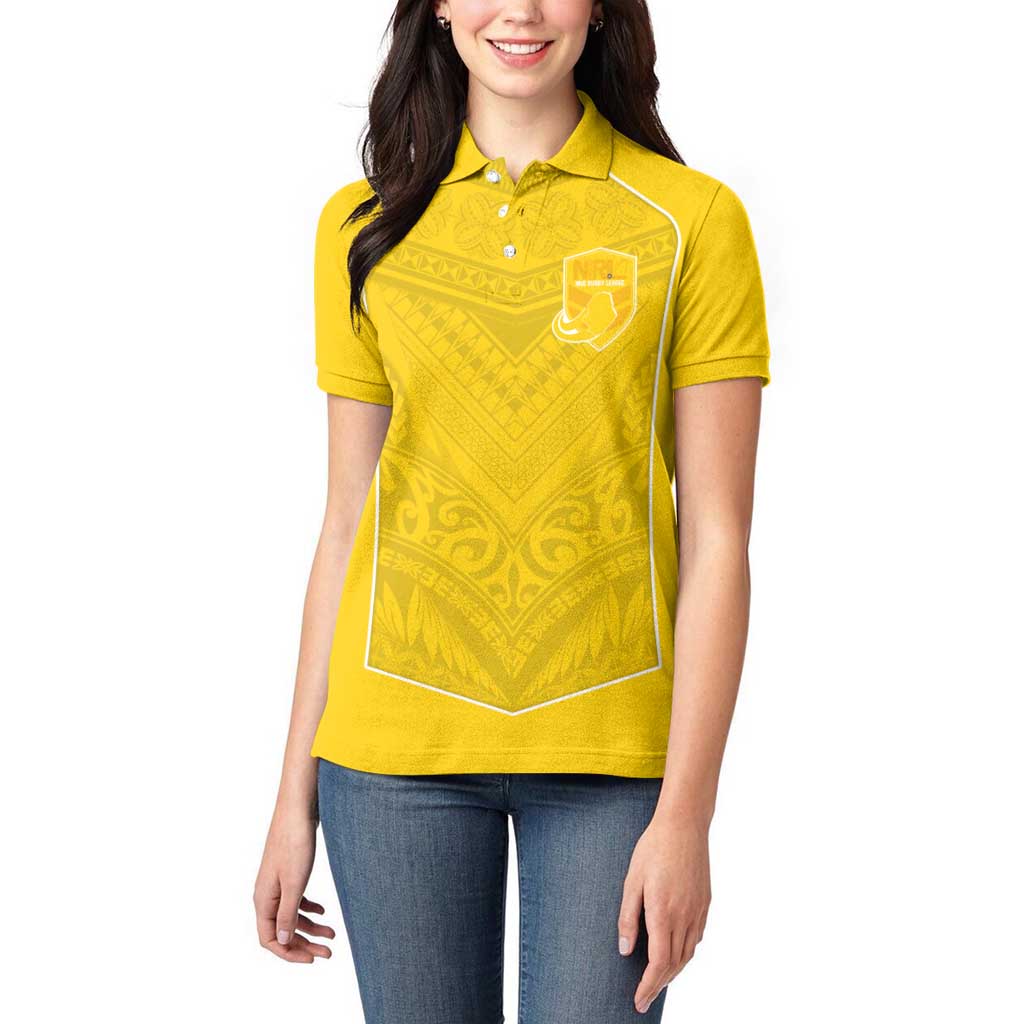 Custom Niue Rugby Women Polo Shirt Hiapo Tribal Motifs Sporty Style - Polynesian Pride