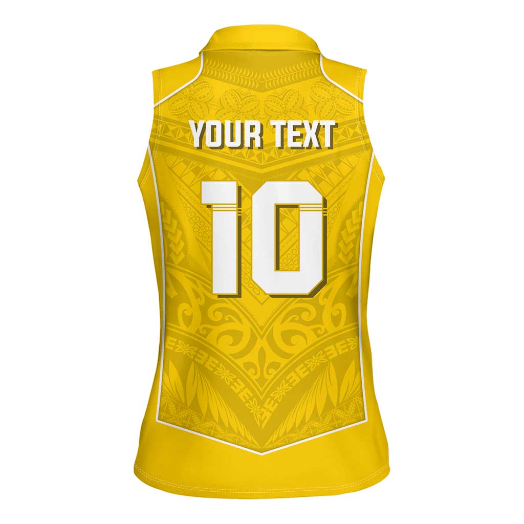 Custom Niue Rugby Women Sleeveless Polo Shirt Hiapo Tribal Motifs Sporty Style LT03 - Polynesian Pride