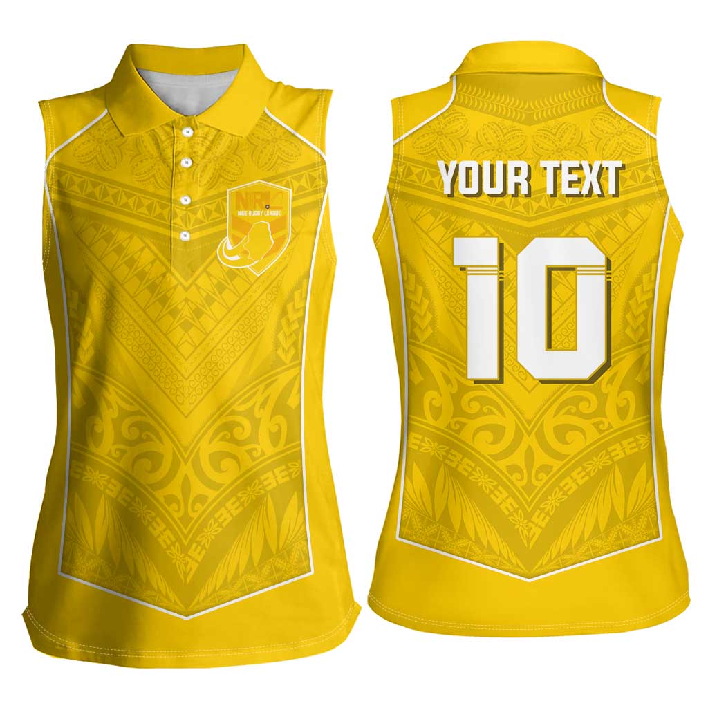Custom Niue Rugby Women Sleeveless Polo Shirt Hiapo Tribal Motifs Sporty Style LT03 - Polynesian Pride