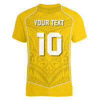 Custom Niue Rugby Women V-Neck T-Shirt Hiapo Tribal Motifs Sporty Style LT03 - Polynesian Pride