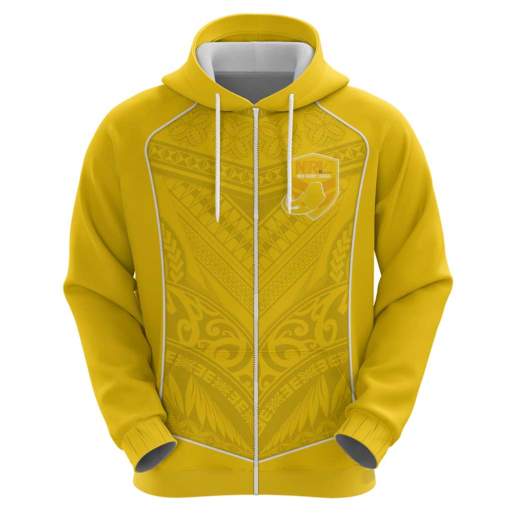 Custom Niue Rugby Zip Hoodie Hiapo Tribal Motifs Sporty Style LT03 - Polynesian Pride