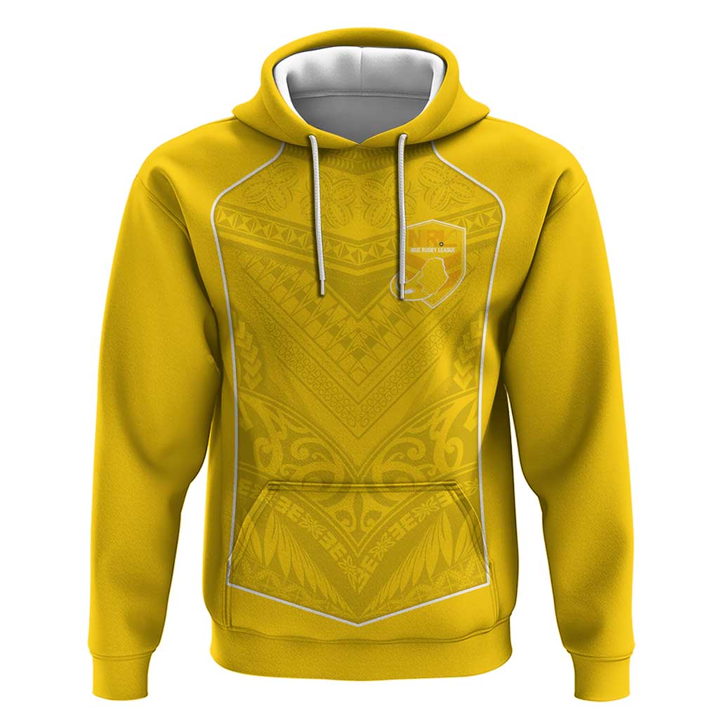 Custom Niue Rugby Zip Hoodie Hiapo Tribal Motifs Sporty Style LT03 Pullover Hoodie Yellow - Polynesian Pride