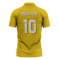 Custom Niue Rugby Zipper Polo Shirt Hiapo Tribal Motifs Sporty Style LT03 - Polynesian Pride