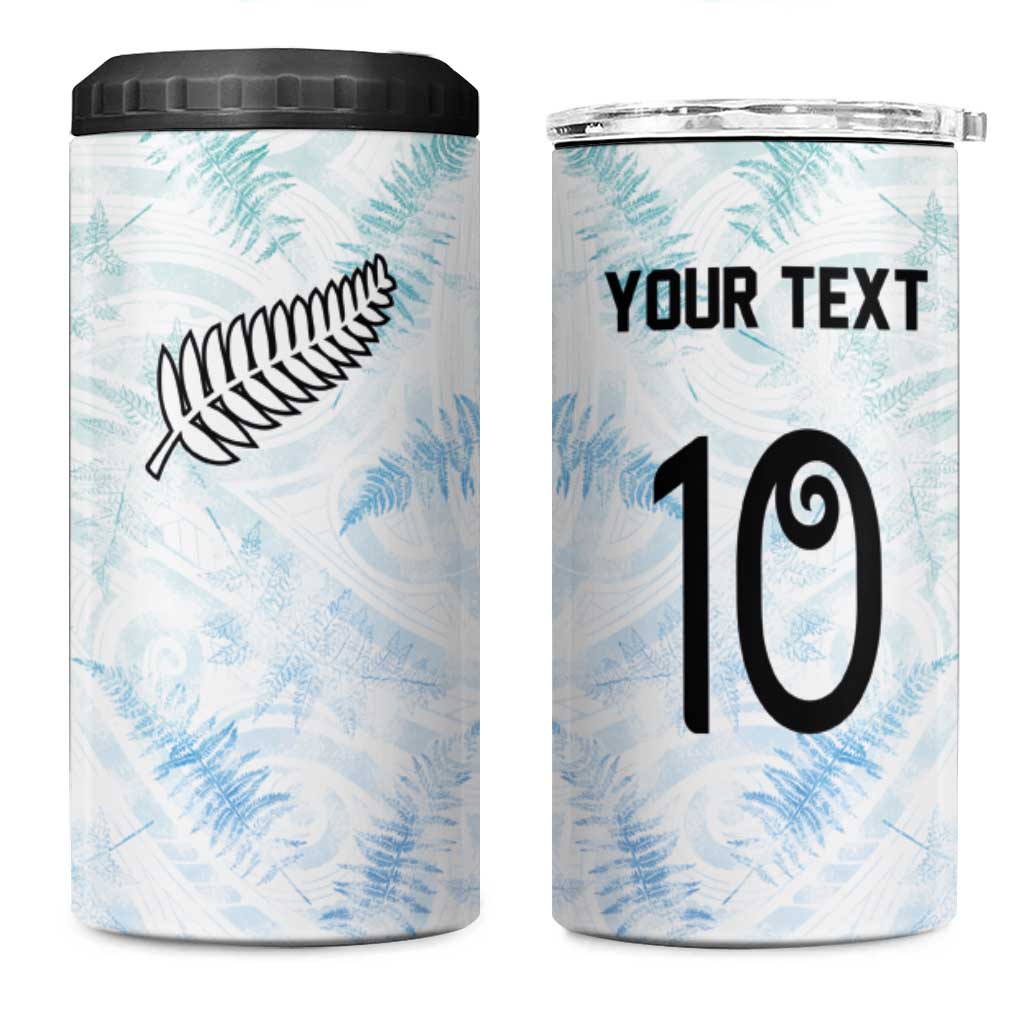 Custom New Zealand Football 4 in 1 Can Cooler Tumbler The Whites-Aotearoa Inspired LT03 One Size: 16 oz White - Polynesian Pride