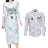 Custom New Zealand Football Couples Matching Long Sleeve Bodycon Dress and Long Sleeve Button Shirt The Whites-Aotearoa Inspired LT03 White - Polynesian Pride