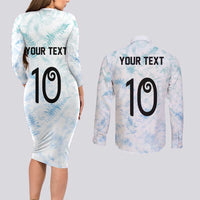 Custom New Zealand Football Couples Matching Long Sleeve Bodycon Dress and Long Sleeve Button Shirt The Whites-Aotearoa Inspired LT03 - Polynesian Pride