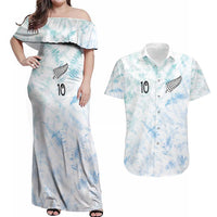 Custom New Zealand Football Couples Matching Off Shoulder Maxi Dress and Hawaiian Shirt The Whites-Aotearoa Inspired LT03 White - Polynesian Pride