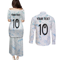 Custom New Zealand Football Couples Matching Puletasi and Long Sleeve Button Shirt The Whites-Aotearoa Inspired LT03 - Polynesian Pride