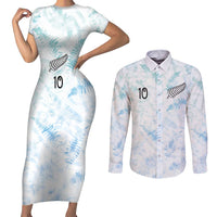 Custom New Zealand Football Couples Matching Short Sleeve Bodycon Dress and Long Sleeve Button Shirt The Whites-Aotearoa Inspired LT03 White - Polynesian Pride