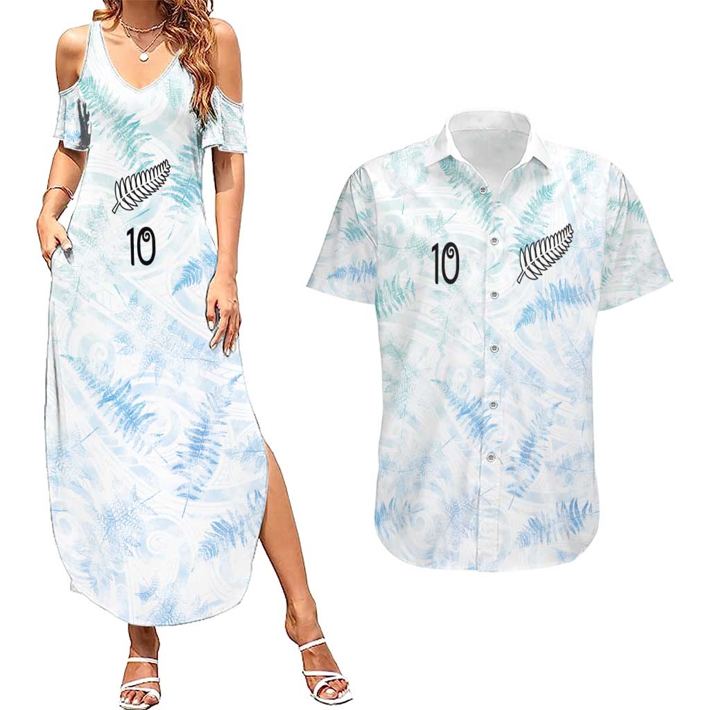 Custom New Zealand Football Couples Matching Summer Maxi Dress and Hawaiian Shirt The Whites-Aotearoa Inspired LT03 White - Polynesian Pride