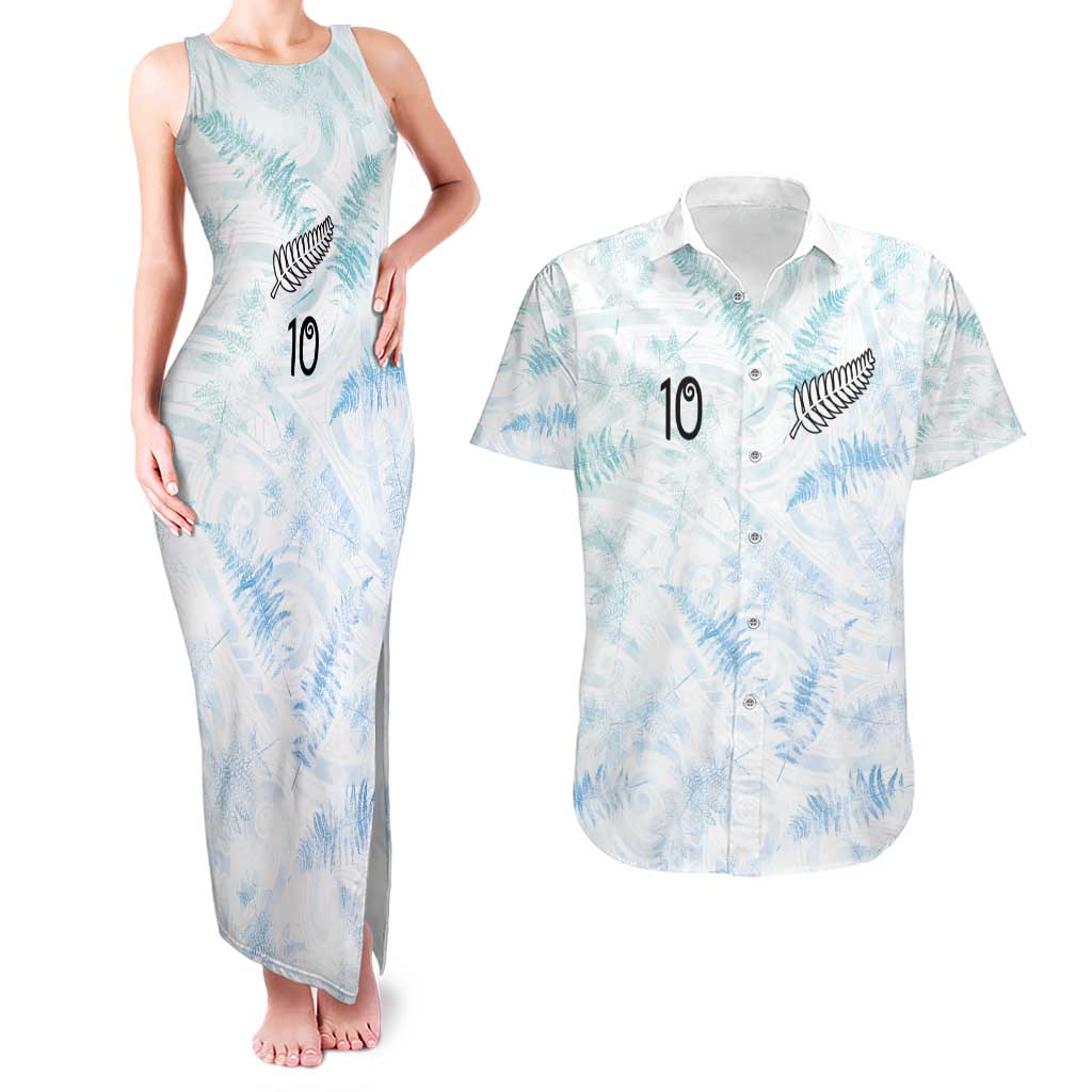 Custom New Zealand Football Couples Matching Tank Maxi Dress and Hawaiian Shirt The Whites-Aotearoa Inspired LT03 White - Polynesian Pride
