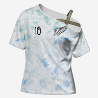 Custom New Zealand Football Cross Shoulder Shirt The Whites-Aotearoa Inspired LT03 Female White - Polynesian Pride
