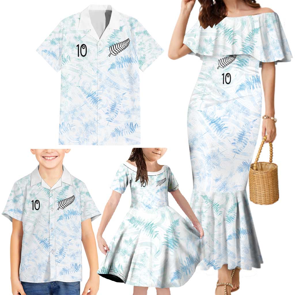 Custom New Zealand Football Family Matching Mermaid Dress and Hawaiian Shirt The Whites-Aotearoa Inspired LT03 - Polynesian Pride