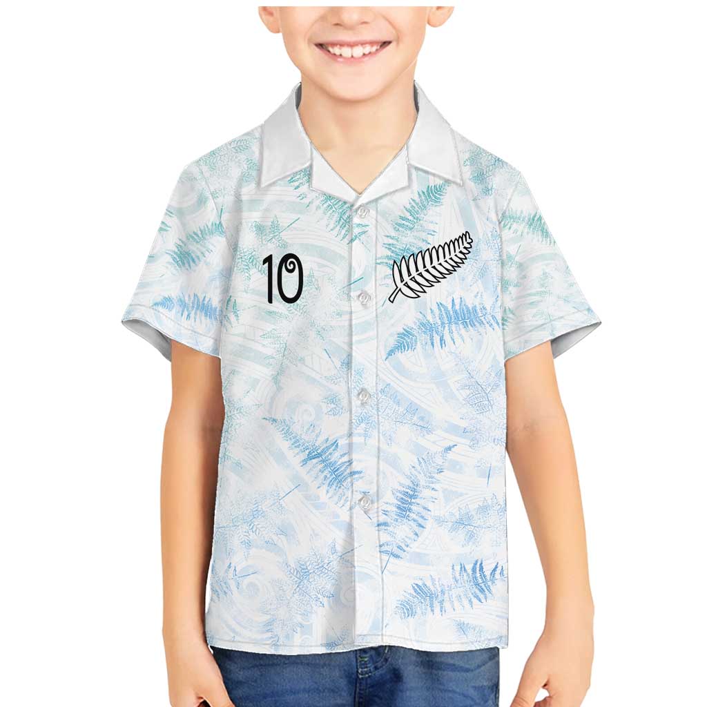 Custom New Zealand Football Family Matching Mermaid Dress and Hawaiian Shirt The Whites-Aotearoa Inspired LT03 Son's Shirt White - Polynesian Pride