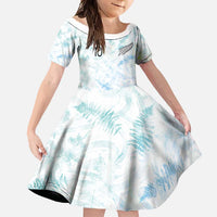 Custom New Zealand Football Family Matching Off Shoulder Maxi Dress and Hawaiian Shirt The Whites-Aotearoa Inspired LT03 Daughter's Dress White - Polynesian Pride