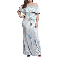 Custom New Zealand Football Family Matching Off Shoulder Maxi Dress and Hawaiian Shirt The Whites-Aotearoa Inspired LT03 Mom's Dress White - Polynesian Pride