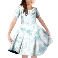 Custom New Zealand Football Family Matching Off Shoulder Short Dress and Hawaiian Shirt The Whites-Aotearoa Inspired LT03 Daughter's Dress White - Polynesian Pride