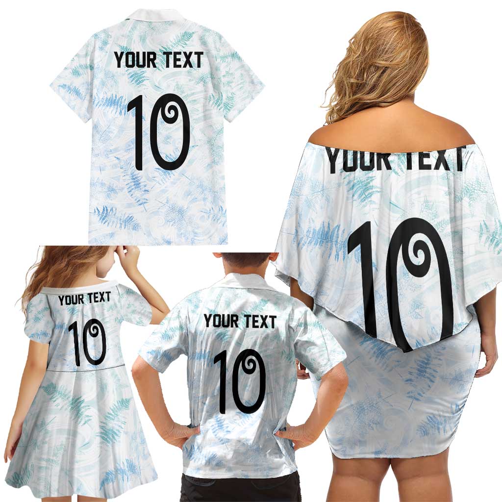 Custom New Zealand Football Family Matching Off Shoulder Short Dress and Hawaiian Shirt The Whites-Aotearoa Inspired LT03 - Polynesian Pride