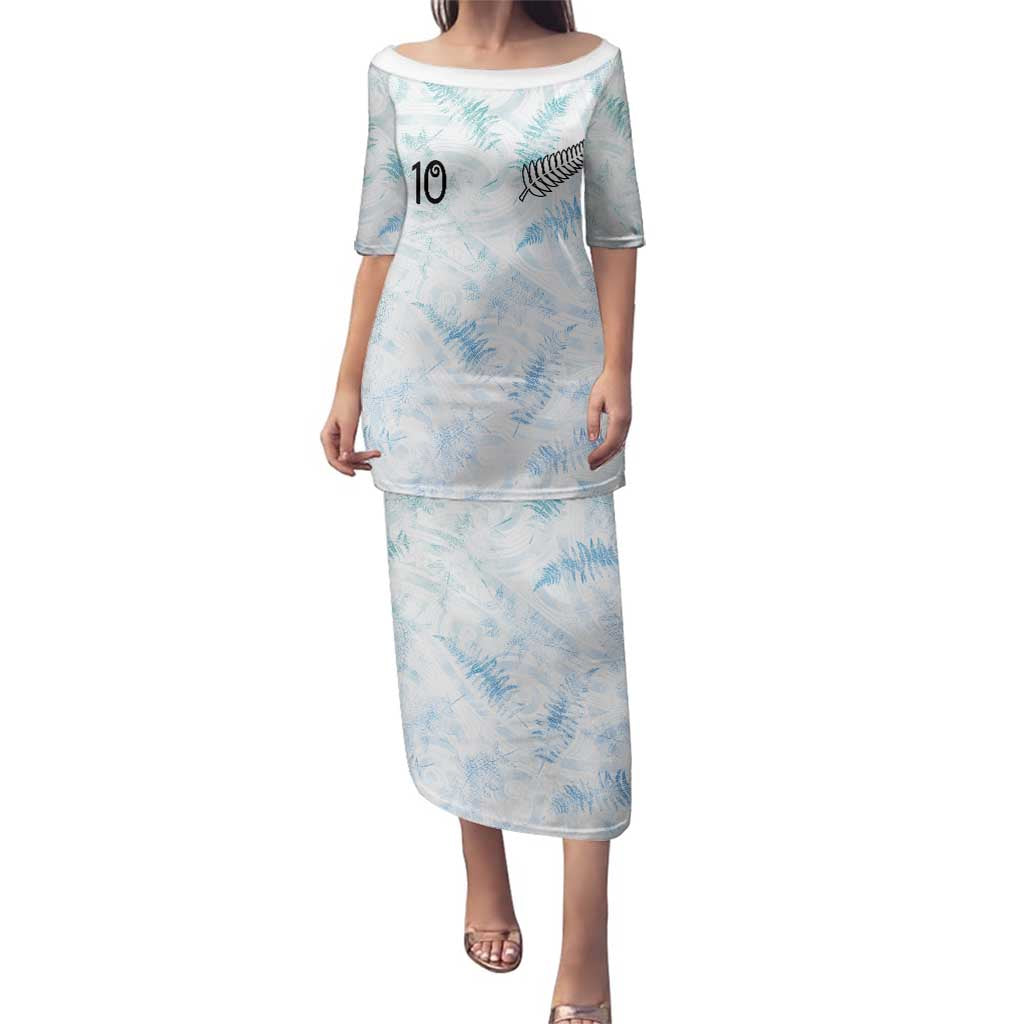 Custom New Zealand Football Family Matching Puletasi and Hawaiian Shirt The Whites-Aotearoa Inspired LT03 Mom's Dress White - Polynesian Pride