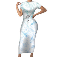 Custom New Zealand Football Family Matching Short Sleeve Bodycon Dress and Hawaiian Shirt The Whites-Aotearoa Inspired LT03 Mom's Dress White - Polynesian Pride
