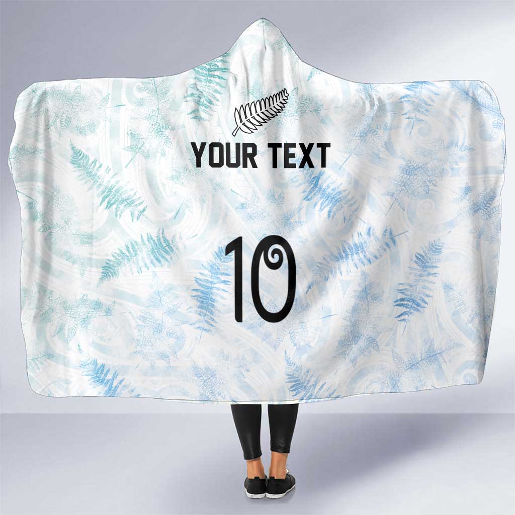 Custom New Zealand Football Hooded Blanket The Whites-Aotearoa Inspired LT03 One Size White - Polynesian Pride