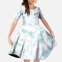 Custom New Zealand Football Kid Short Sleeve Dress The Whites-Aotearoa Inspired LT03 KID White - Polynesian Pride