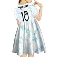 Custom New Zealand Football Kid Short Sleeve Dress The Whites-Aotearoa Inspired LT03 - Polynesian Pride